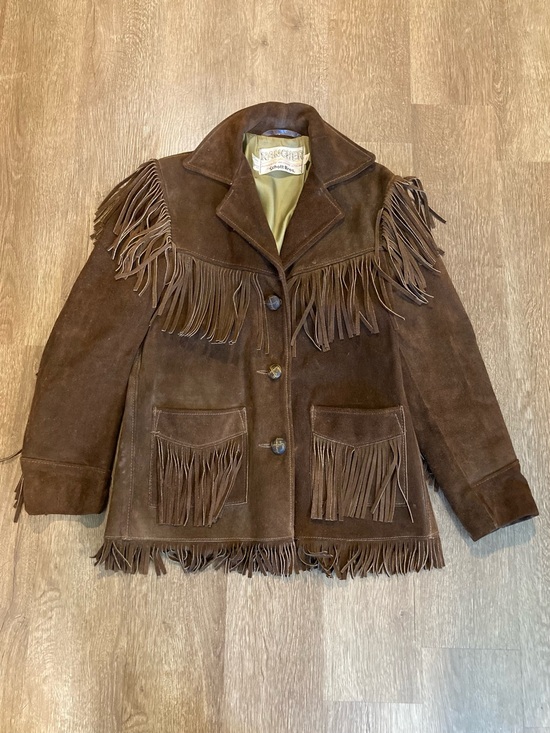 Vintage Jackets & Blazers - Vintage Schott Bros. Rancher Fringe Suede Jacket Size 14 1970s Western Cowgirl